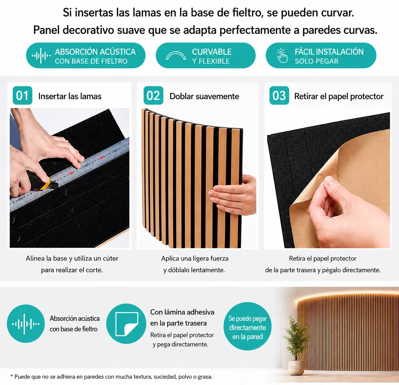 Installing the flexible acoustic panel